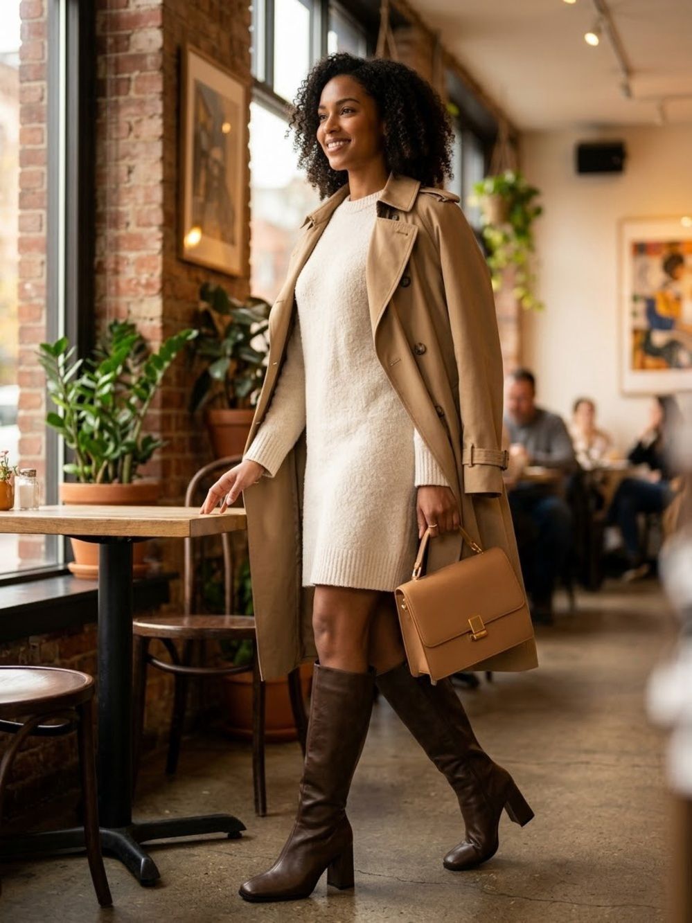 (Q7) Classic Tall Brown Women's Knee-High Boots,Sz 8.5